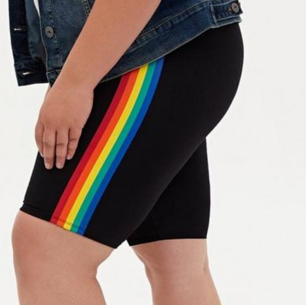 Torrid rainbow stripe bike shorts